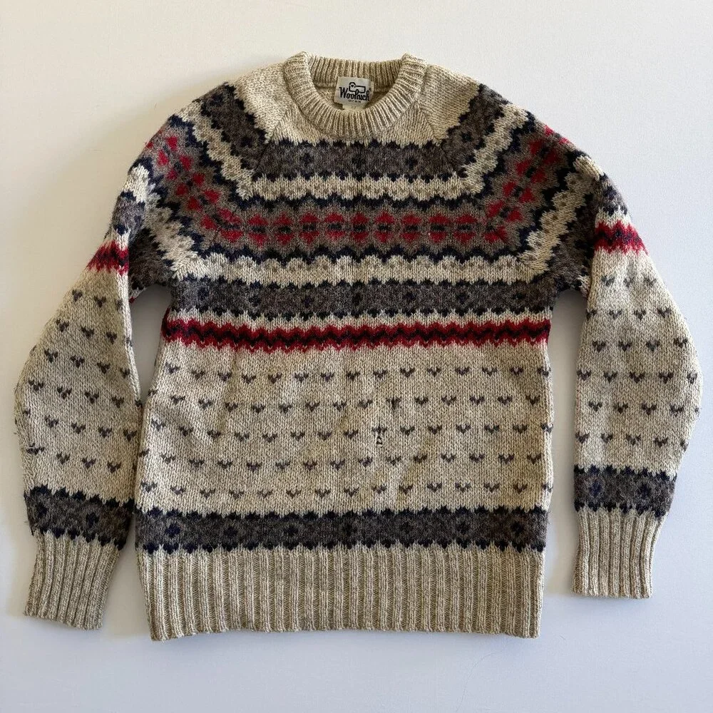 Vintage WOOLRICH Wool Fair Isle Nordic Sweater Small/Medium READ - Picture 1 of 8